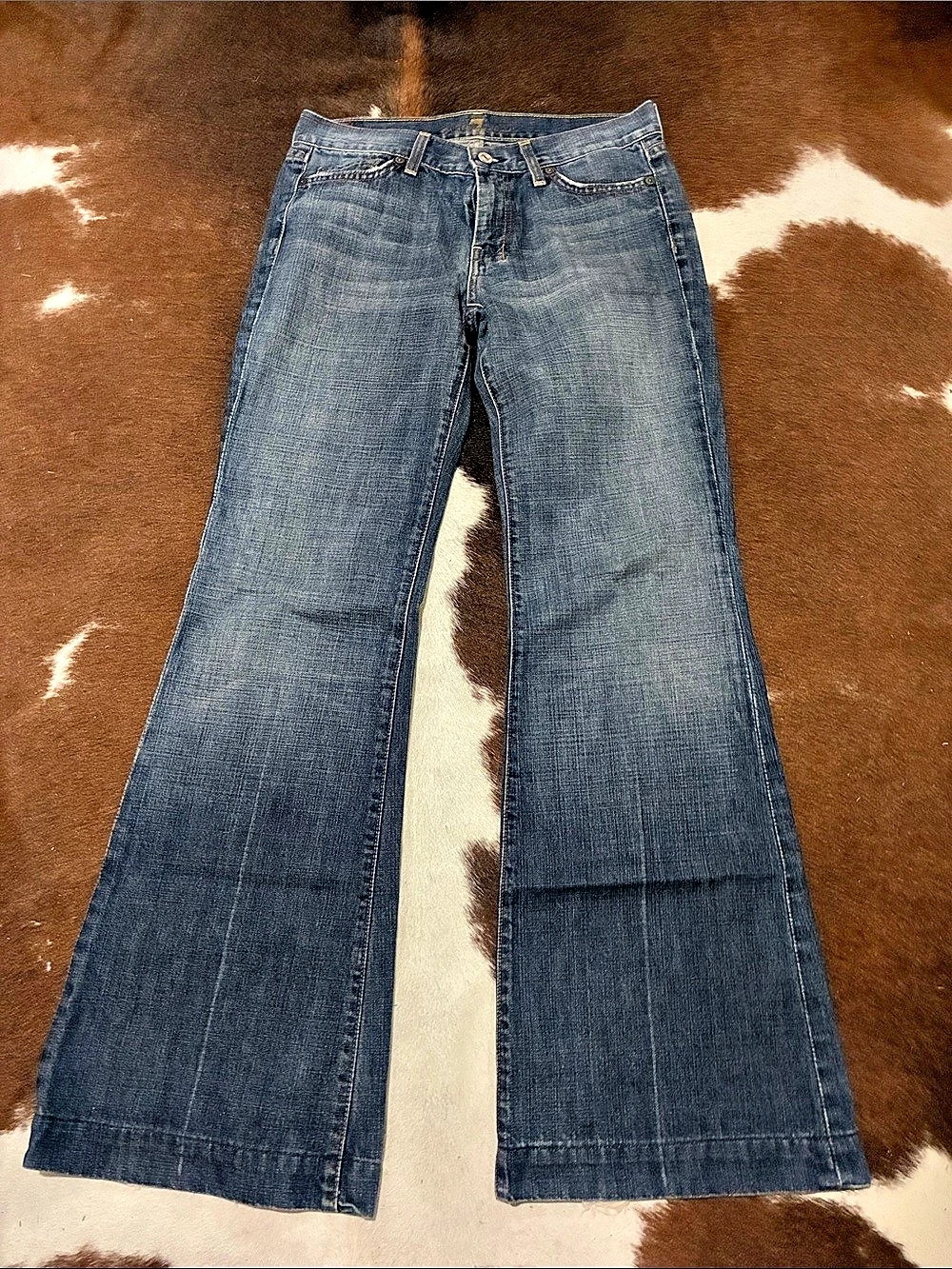 7 for all Mankind Women's Flare Jeans Waist 28 Blue